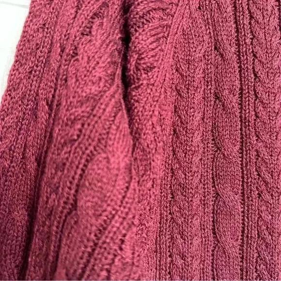 Bleu Gray Cable Knit Sweater Burgundy Size Medium - Picture 14 of 16